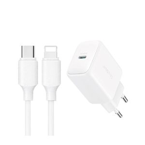 NÚCLEO JOYROOM JR-TCF20EU 20W TYPE C + CABO TYPE C - LIGHTNING 1M